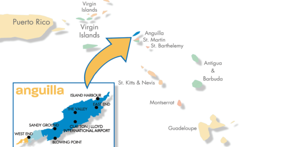 Localização de Anguilla no Caribe Para Viajantes Estrangeiros