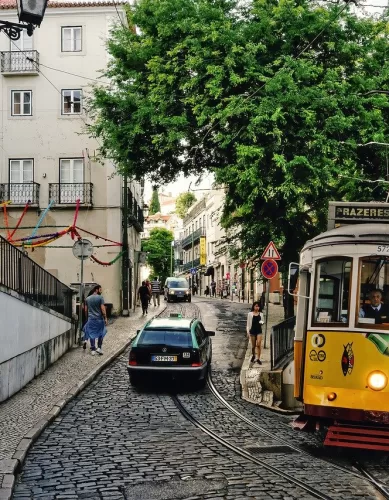 Turismo no Bonde 28 em Lisboa em Portugal