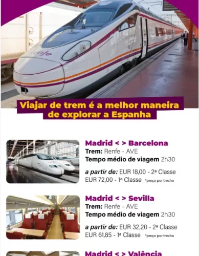 Preço Médio de Passagem de Trem na Espanha