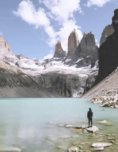 Trilha Base das Torres no Parque Nacional de Torres del Paine no Chile